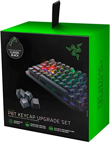 Razer PBT Keycap Set for Gaming Keyboard - Kit de Mise à Niveau des Capuchons de Touches pour claviers mécaniques et optiques (compatibilité avec Le rétroéclairage, matériau PBT supérieur) Noir