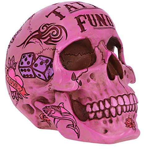 Nemesis Now Tribal Tattoo Fund Totenkopf-Ornament, Rosa, 15 cm