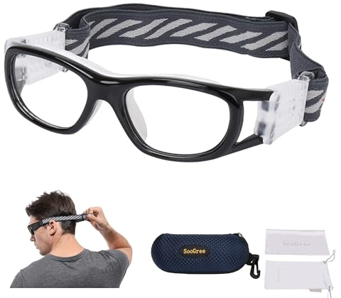 Gafas deportivas para niños Baloncesto Fútbol Seguro Entrenamiento Gafas Anti Niebla 7-12 (marco negro almohadilla blanca)
