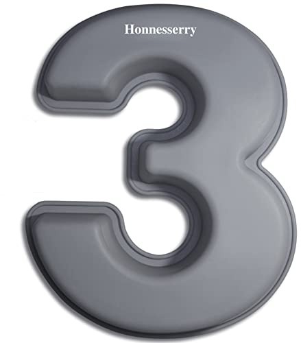 Honnesserry Kuchenform Zahlen, Backform Zahl 3, Antihaftend Silikon Backform, Silikon Zahlen Hochzeit Jubiläum Geburtstagstorte