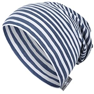 Sterntaler Unisex Baby Slouch-Beanie - Beanie für Babys - bedruckter Singlejersey mit Streifen - mittelblau, 49