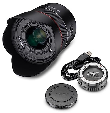 Samyang AF 35 mm F1,8 FE + estación de Lente para Sony E-Mount Full Format & APS-C I Ultra Ligero Gran Angular con Enfoque automático rápido I Distancia Focal Fija para Sony Alpha A7C, A7 III, A6100,