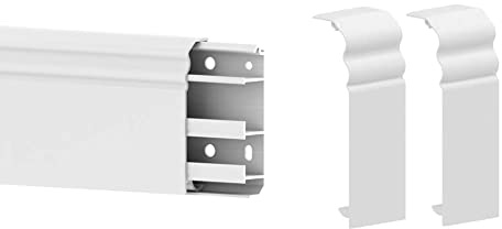 Cable Coach 6 m Sockelleiste Berliner Profil 20x80 mm aus PVC, mit integriertem Kabelkanal, Weiß, 80 mm (4 Stück Länge 1,5 m) & Habengut Verbinder für Sockelleiste Berliner Profil aus PVC 2 Stück