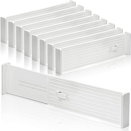 Lighterday 8 Pcs Schubladentrenner,Kunststoff Schubladenteiler Schubladen Ordnungssystem Schubladen Trennsystem Schubladen Organizer für Küchen, Schlafzimmer, Kommoden, Büros usw (8 Stücke Weiße)