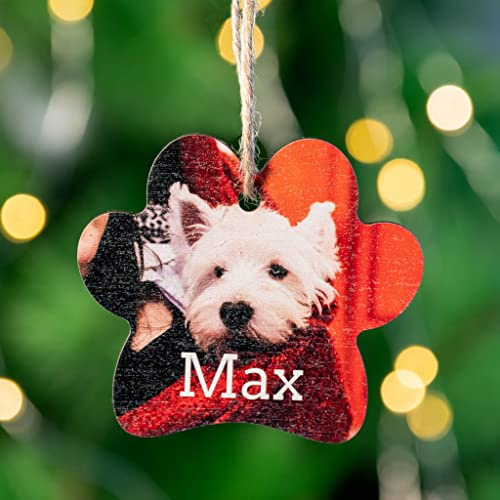 Wanapix | Decorazioni Albero di Natale Personalizzata con Foto e Testo | Addobbi Natalizi in Legno| Ornamenti Natalizi | Con Spago di Iuta per Appenderle | Legno - Impronta