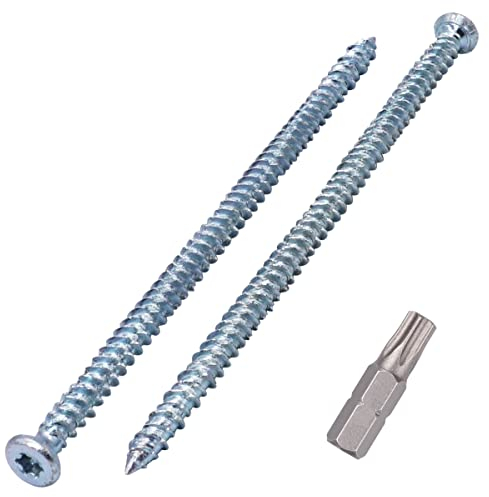 SKIR'CO (10 piezas) Tornillos de hormigón chapados en zinc de 7,5 x 152 mm, cabeza avellanada, tornillos de mampostería