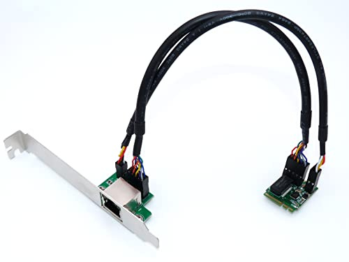 Computer District - Carte réseau M2 2230(Key A + Key E) - 1 Port RJ45 Gigabit Ethernet 10/100/1000Mbps - Chipset REALTEK RTL8111 - Equerres Low et High Profile