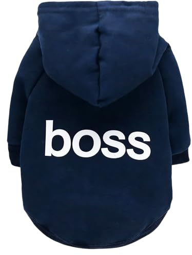 LtuzPet Hund Hoodie Boss Druck Hund Pullover Weiche Fleece Haustier Kleidung Warme Hund Jacke Mantel