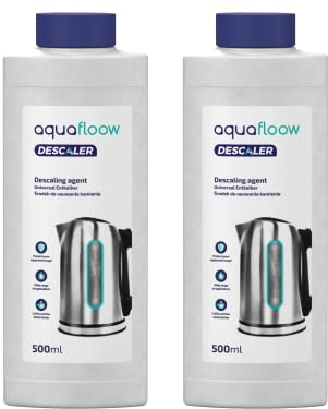 Aquafloow Universale Liquido Decalcificante Set 2x500ml per Macchina Caffe Automatica | Anticalcare di Forte Pulizia per Ferri da Stiro, Bollitori e Macchine da Caffè | Compatibile con Delonghi Saeco
