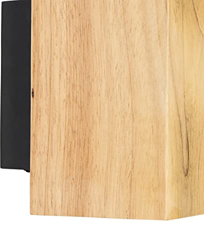 Qazqa Landhaus Up and Down Wandleuchte, Wandlampe - Sandy - Naturel, Rechteckig, Holz, max. 50W, Geeignet für LED, 2-flammig, 8.5cm, Ideal als Flur und Wohnzimmerlampe