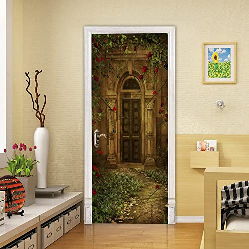 3D Türaufkleber Vintage Holztür 90 X 210 Cm Türtapete Pvc Selbstklebende Wasserdichte Abnehmbare Art Decals Für Dekoration Wandbild - Kinderzimmer Wohnzimmer Küche Schlafzimmer Tür Fotos