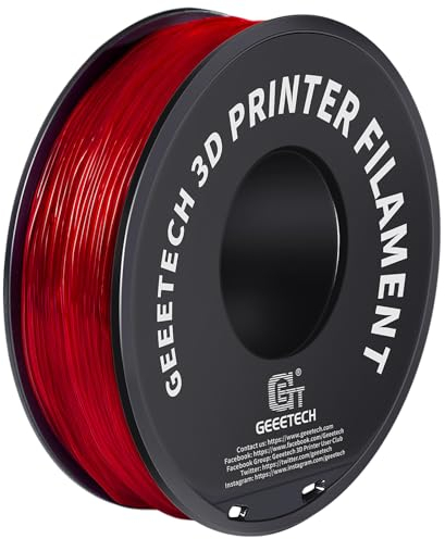 GEEETECH TPU Filament 1,75 mm +/- 0,02 mm für 3D Drucker, 1KG 1 Spool Transparent Rot