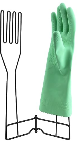 LEKUSHA Kitchen Gloves Drying Rack, SUS 304 Stainless Steel Dish Gloves Holder, Dry Cleaning Gloves Out from Inside and Outside, Space-Saving Dishwashing Gloves Stand,Black