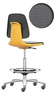 bimos | Arbeitsdrehstuhl LABSIT | Hochstuhl mit Sitz-Stopp-Rollen und Fußring | Sitz Supertec | orange
