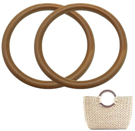 TUKEVA 2 Stück DIY Handgefertigte Tasche Zubehör Griff Handtasche | Griff Holztasche Griff Taschenhenkel Griff Zubehör Perfektes Accessoire Zum Selbermachen von Handtaschen, Einkaufstaschen