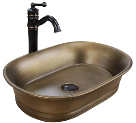 Rea Lavabo sobre encimera WILMA RUSTIC Lavabo de baño 550 x 380 x 130 mm Cerámica (cobre frotado)