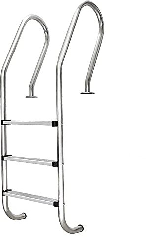 Poolleiter, Rutschfester Schwimmbadhandlauf aus Edelstahl 304 für 1–1,4 m große Pools, 250 lbs Tragfähigkeit, Rohrwandstärke 1,2 mm/Silber/3 Stufen