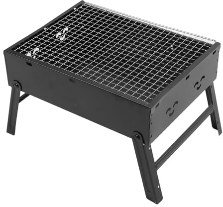 Tragbarer Holzkohlegrill, Camping Grill, Faltbarer Edelstahl BBQ Grill für Outdoor Hinterhof Kochen, Camping Picknicks
