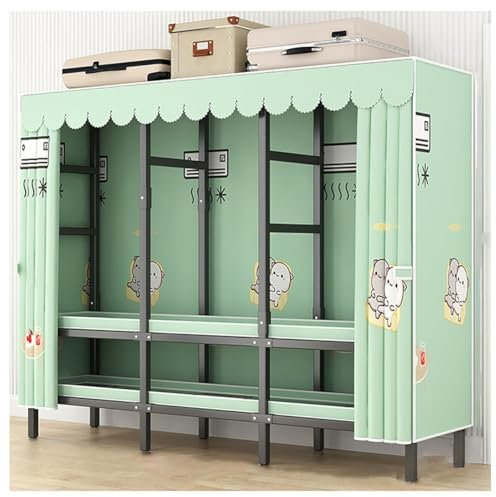Tragbarer Kleiderschrank zum Aufhängen von Kleidung mit 2 Lagerregalen und 2 Hängestangen, Faltbarer, freistehender Kleiderschrank, Kleider-Organizer für Schlafzimmer (Farbe: I, Größe: 190 x