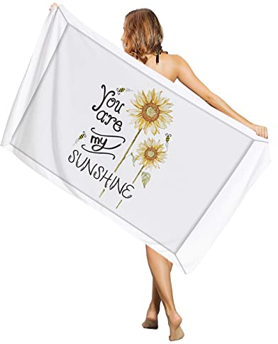 Mikrofaser Strandtuch Rustikale Sonnenblumen Farm Honey Bee My Sunshine Duschtücher Weiches Drucktuch Ultraleichtes Fitnesshandtuch, Für Schwimmbad, Strand, Schwimmen, 80x130cm