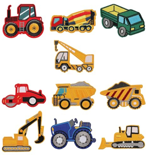 10 Piezas Parches Ropa Termoadhesivos Parches para Vehículos de Construcción Parches Para Ropa Termoadhesivos Infantiles para Chaquetas, Mochilas, Sombreros Y Jeans