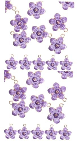 SEWACC 100 Stk Kirschblüten-anhänger Zierliche Halskette Schmuck Charme Halskette Blumenanhänger Halskettenanhänger Basteln Selber Machen Diy Charms Anhänger Reize Legierung Violett