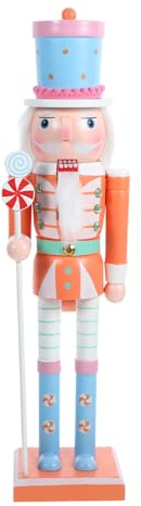 Garneck Weihnachts-Nussknacker-Soldat Holz-Nussknacker mit Süßigkeiten Pfefferminz-Ornament Festliche -Dekoration aus Holz (Orange)