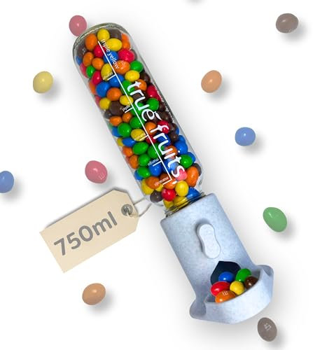 Distributeur de bonbons True Fruits - Bouteille 750 ml - Couvercle/adapter - Gadget Candy Bar - Marbre blanc