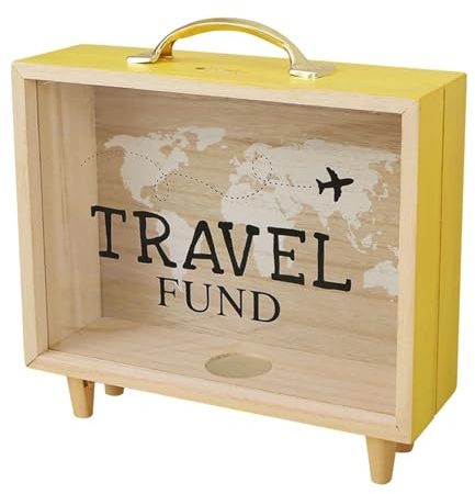 Scatola ricordo da viaggio – per la casa, scatola dei ricordi, cornice con fessure, salvadanaio con carte del mondo e aerei, display da collezione per souvenir, banconote, foto