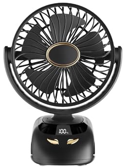 Banaone USB Ventilador con Clip, Mini Ventilador de Clip Pórtatil con 6000 mAh Batería Recargable con LED para la Oficina, Hogar,Viajar, acampar, Cochecito de Bebé