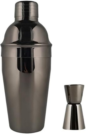 Cocktailshakers Black/Rose Gold Cocktail Shaker Med Jigger 15/30ml Och Cocktail Recept,Martini Mixer Bartender Bar Tools Cocktail shaker set(B550ml15l30ml)