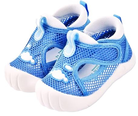 OrJana Sandali per Bambini con Rete Traspirante, Chiusura a Strappo, suola fessibile antiscivolo, Scarpine Primi Passi (Blue, Sistema Taglie Calzature EU, Bimbo (0-5 anni), Numero, Media, 22.5)