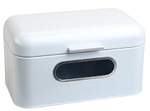 MOON HOME Brotkasten mit Sichtfenster - Breadvault White, aus Edelstahl, Metall-Brotkasten mit optimierter Belüftung, verlängert die Haltbarkeit Brot & Brötchen, rostfrei, 30 x 18 x 16 cm