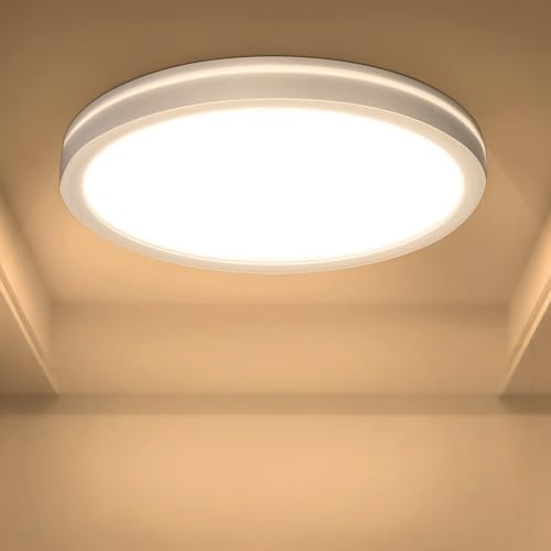 JONMONSM LED Deckenleuchte mit Heiligenschein 36W, 2700K-6500K, IP54 | Drei Farben Dimmbar, natürliches Licht, warmes Licht, kaltes Licht, für Schlafzimmer, Wohnzimmer, Bad, Balkon