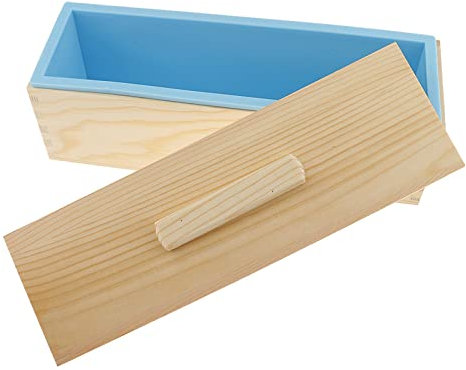 LOVIVER Rechteck Silikon Seifenform Hölzernes Kasten Lippe DIY Toast Form, Blau, 1200ml