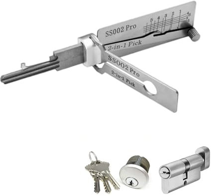 2 in 1 Stainless Steel Master Key Decoder, SS002 Pro Lock Picking Tool, Master K ey Decoder Lo-ck Picking Tool, LiShi L ock Pick, Stainless Steel Ke y Decoder kit, Locksmith Tools Professional Set