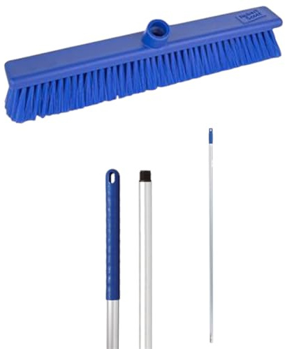 Robert Scott Soft Washable Broom Head 45cm and 125cm Hygiene Handle for Indoor and Outdoor Sweeping (Blue)