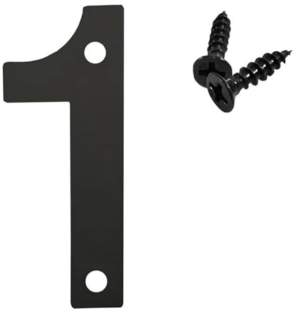 3/3.5/4/5 Inch House Numbers Modern Metal Stainless Steel Door Number Black Mailbox Address Sign with Screws, for Apartment Plaque Home Wall Decor Cafe Yard Street Exterior Decorative(1,3In)