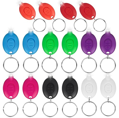 16Pcs LED Keychain Flashlight White Light Mini Keychain Light Ultra Bright Tiny Flashlight, Micro Pocket Portable Key Light for Emergency Lighting