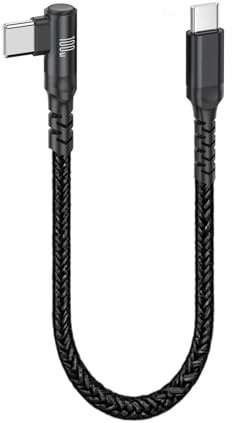 Lunpoem USB C USB C Ladekabel 100W mit 90 Grad Winkelstecker, 30cm, PD 3.0 Schnellladekabel 5A/20V, Nylon Geflochten, E-Marker Chip, Kompatibel mit Laptop, Tablet, Smartphone, Konsole
