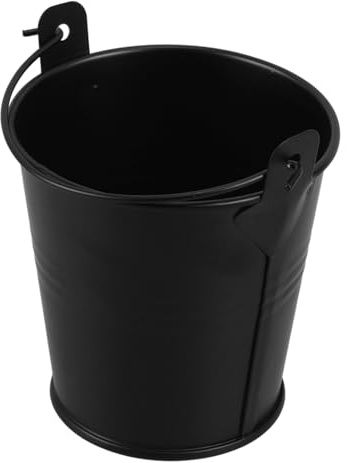 TOBBOMEY Secchio Olio Barbecue in Ferro Nero Contenitore Grasso Resistente per Raccolta Sgocciolamento BBQ Accessorio Grill Compatto e Facile da Pulire per Uso Esterno