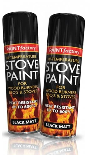 DUAYRA Heat Resistant Black Matt Stove Spray 400ml, Quick Drying Formula, MAX 600°C High Temp & Anti-Rust Paint, For Wood Burners, Flue Pipes, chimneys, BBQ Grills, Long-Lasting Finish DIY (2)