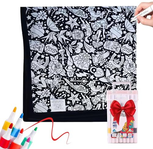 Coperta da colorare per bambini, con pennarello, creativa, lavabile, morbida, per progetti artistici fai da te, per decorare la casa, compleanno, camera da, attività in famiglia, vacanze, San