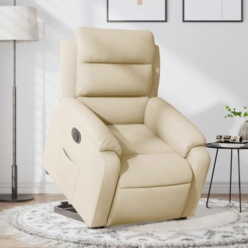 Mimdixy Kinosessel Einzelliegesessel Schlafsessel,Relaxsessel mit Aufstehhilfe Elektrisch Creme Stoff,Für Schlafzimmer Und Wohnzimmer,Schnell Zu Installieren