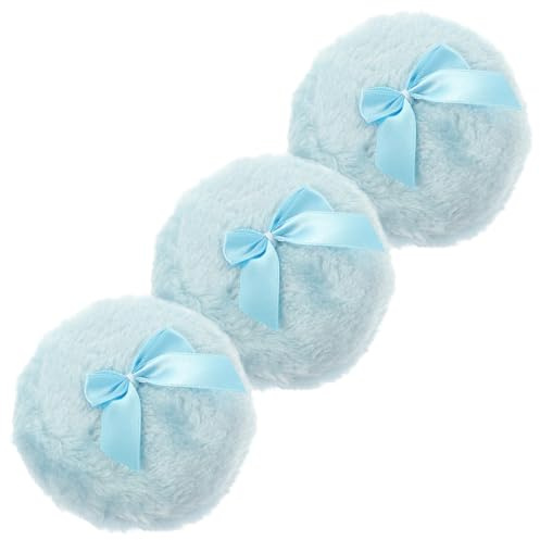 HOMSFOU Borlas para Polvos Sueltos para Bebés, 3 Piezas, de Felpa Fina Lazo de Seda, Tacto Delicado y Cómodo para Uso en Salón o Baño