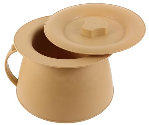 Orinal Portátil Unisex con Tapa, Plástico Rosa Estable y Fácil de Limpiar | Base Redonda Plana, Superficie Lisa sin Rebabas, Uso para Mayores y Embarazadas, Diseño Compacto