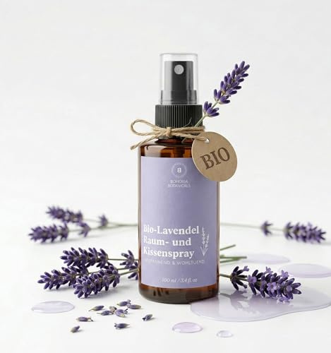 BOHORIA® Lavendel Raumspray BIO - Duft mit ätherischem BIO-Lavendelöl - Kissenspray für Schlaf, Entspannung & Wohlbefinden (Lavendel)