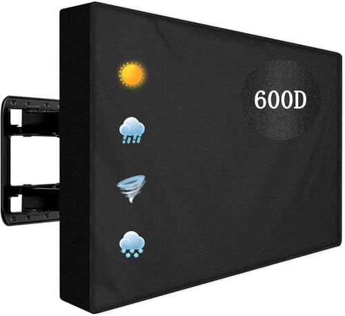 Outdoor TV Cover 30 to 32 inch Weatherproof,600D Waterproof Full Protection TV Outdoor Covers for Outside Flat Screen TV, Black, Cover Size 33''W x 23''H x 5D, Fit for Standard Mounts and Stands