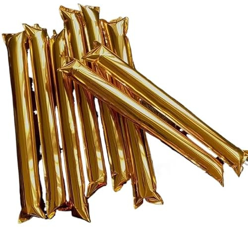 40pcs Cheering Sticks Vibrant Metallic Thunder Inflatable Cheerleading Noise Maker Balloons Soccer Parties(Gold)