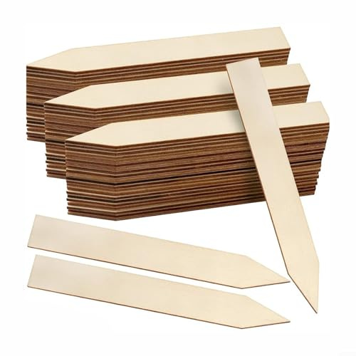 100 Stück Holz Pflanzenschilder Doppelseitig Beschriftbar 15x2x0,2cm Natürliche Etiketten für Kräuter Blumen Gemüse im Garten Gewächshaus und Hochbeet DIY für DEKO